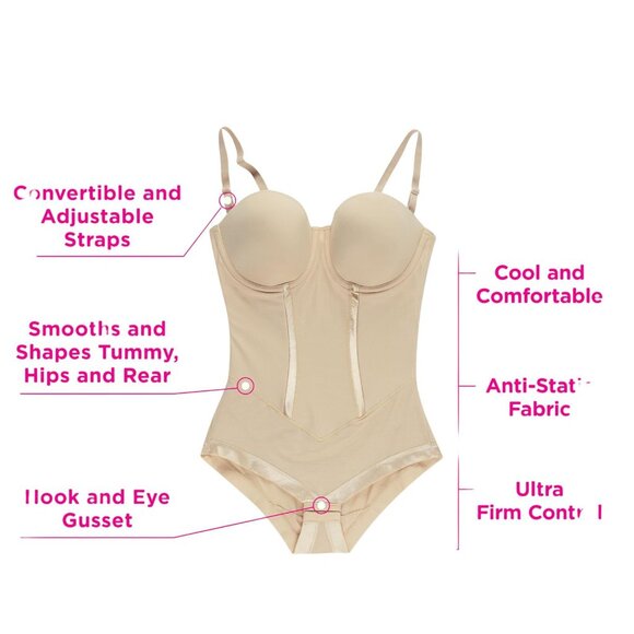 NWT Maidenform Womens Shaper With Built-in Bra Fl1256 Bodysuit 1256 Black 38DD - Picture 6 of 10